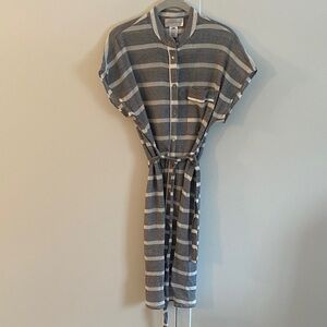 Corey Lynn Calter Blue and White Striped Swim Coverup